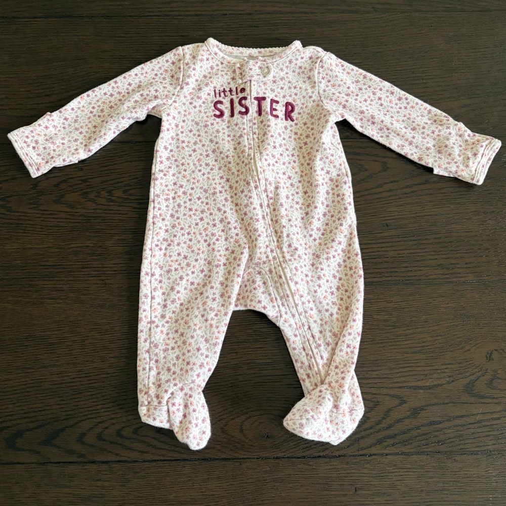 Carters Little Sister Flower Footie (3M)